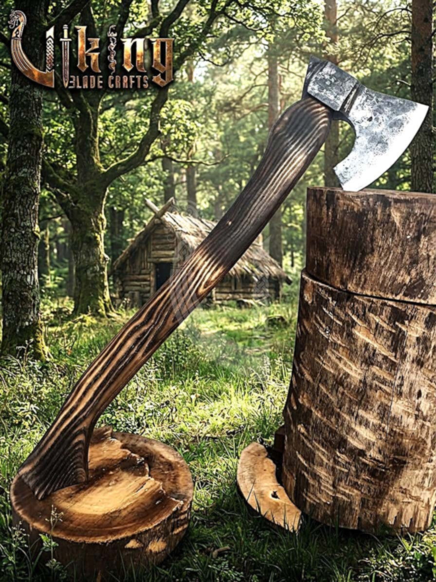 True Hand-Forged Viking Bearded Axe 30" | Sculpted Skeggøx