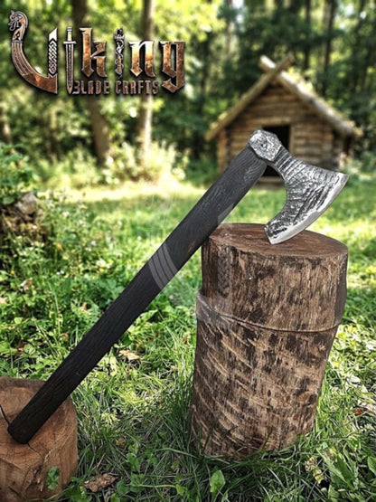 True Hand-Forged Viking Bearded Axe 30" | Fanned Broad-Beard Skeggøx