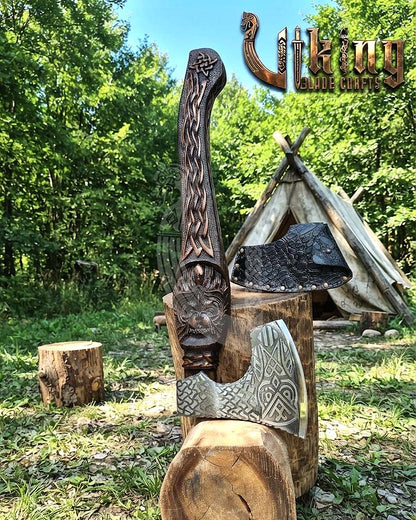The Odin's Whisper 23" Hand-Forged Owl Rosewood Axe | Flared Variant