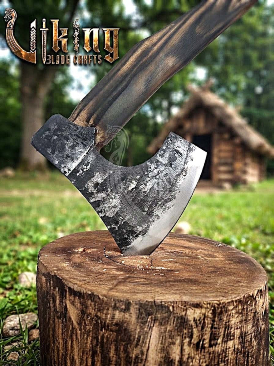 True Hand-Forged Viking Bearded Axe 30" | Hook-Beard Recurve Skeggøx