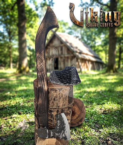 Hand-Forged Viking Bearded Axe 30" | Recurve Carbon Steel Skeggøx