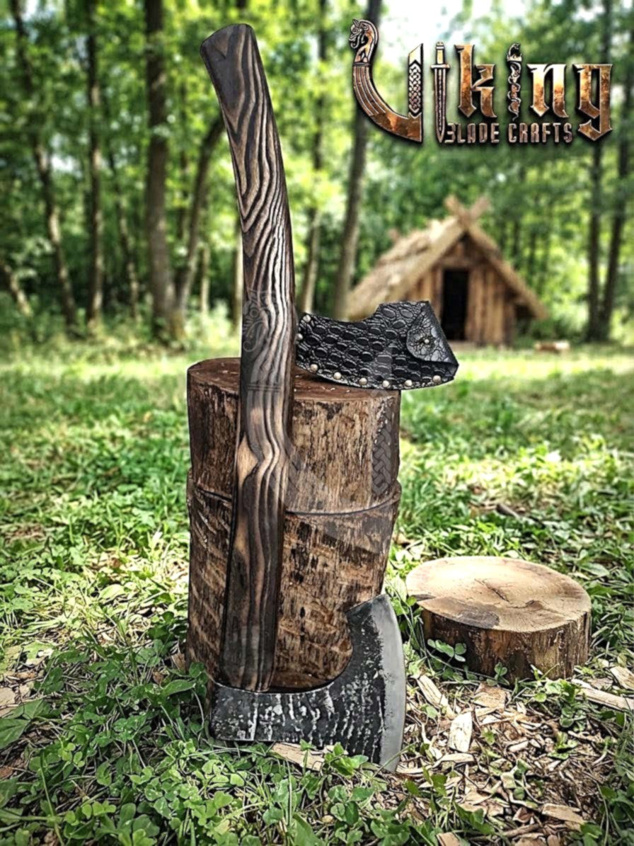 True Hand-Forged Viking Bearded Axe 30" | Fanned Skeggøx
