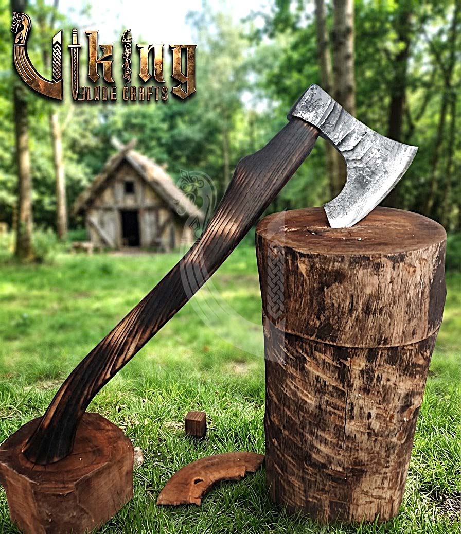 True Hand-Forged Viking Bearded Axe 30" | Recurve Fanned Skeggøx