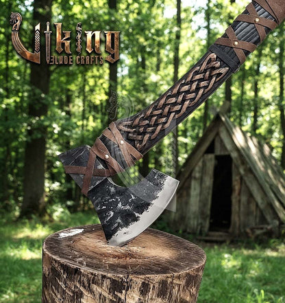 Borre-Style Viking Axe 30" | Hand-Forged Bearded Axe with Knotwork