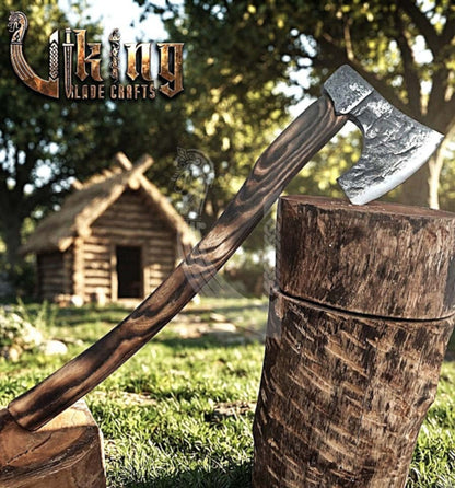 True Hand-Forged Viking Bearded Axe 30" | Hook-Beard Recurve Skeggøx