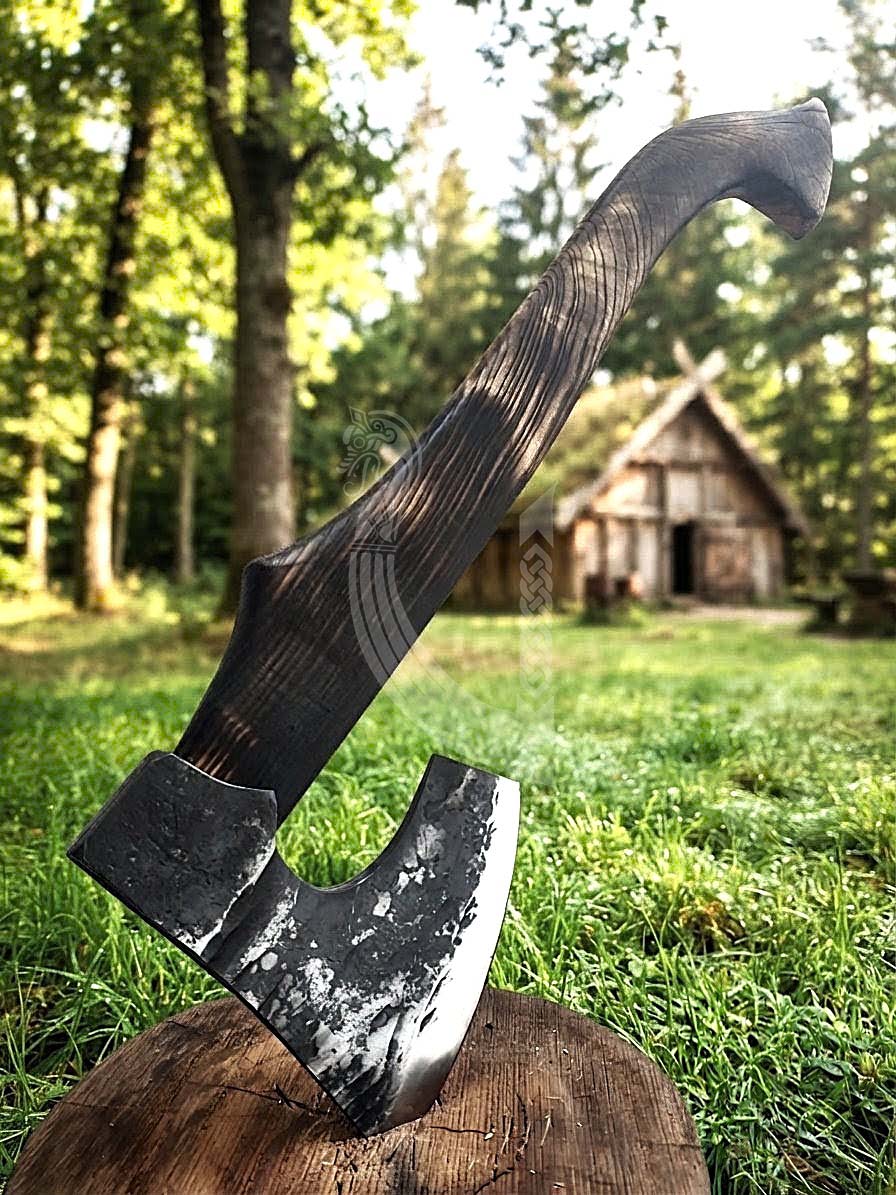 Hand-Forged Viking Bearded Axe 30" | Recurve Carbon Steel Skeggøx