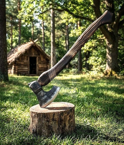 True Hand-Forged Viking Bearded Axe 30" | Sculpted Skeggøx