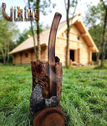 True Hand-Forged Viking Bearded Axe 30" | Curved Handle Skeggøx