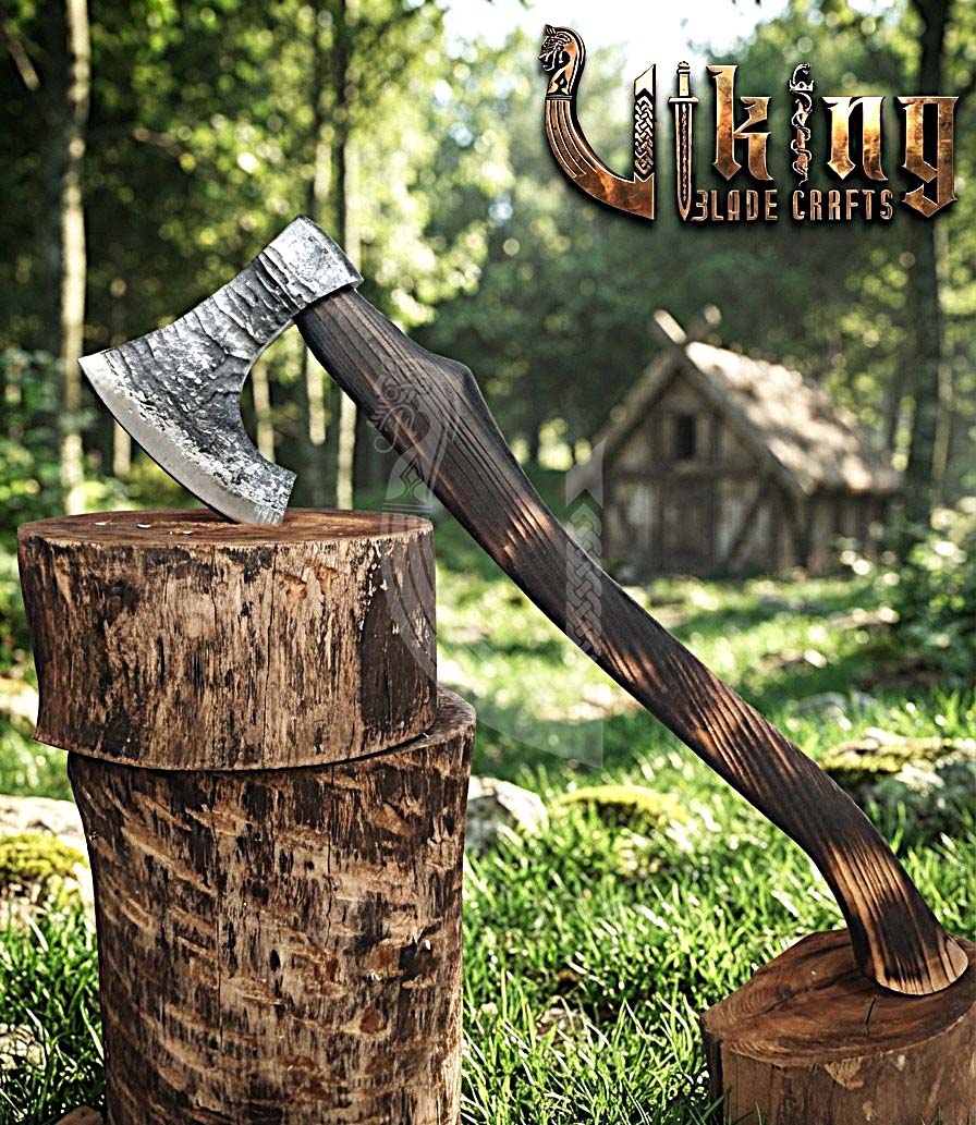 True Hand-Forged Viking Bearded Axe 30" | Recurve Fanned Skeggøx