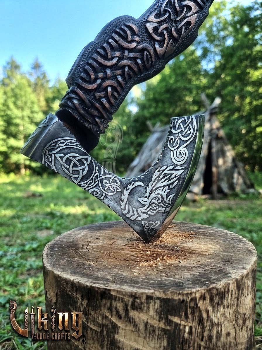 The Tanngrisnir Vanguard 23" Hand-Forged Norse Goat Rosewood Axe