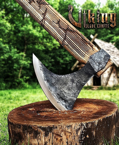 Ragnar-Inspired Viking Axe | Hand-Forged Bearded Axe | Ashwood