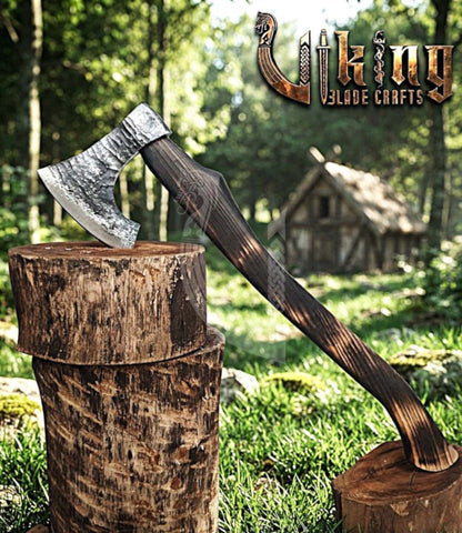 True Hand-Forged Viking Bearded Axe 30" | Recurve Fanned Skeggøx