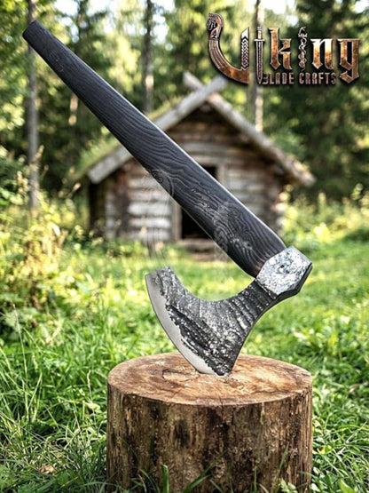 True Hand-Forged Viking Bearded Axe 30" | Fanned Broad-Beard Skeggøx