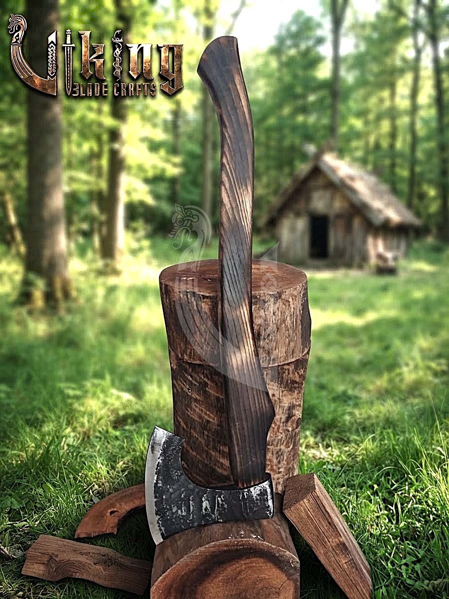 True Hand-Forged Viking Bearded Axe 30" | Recurve Fanned Skeggøx
