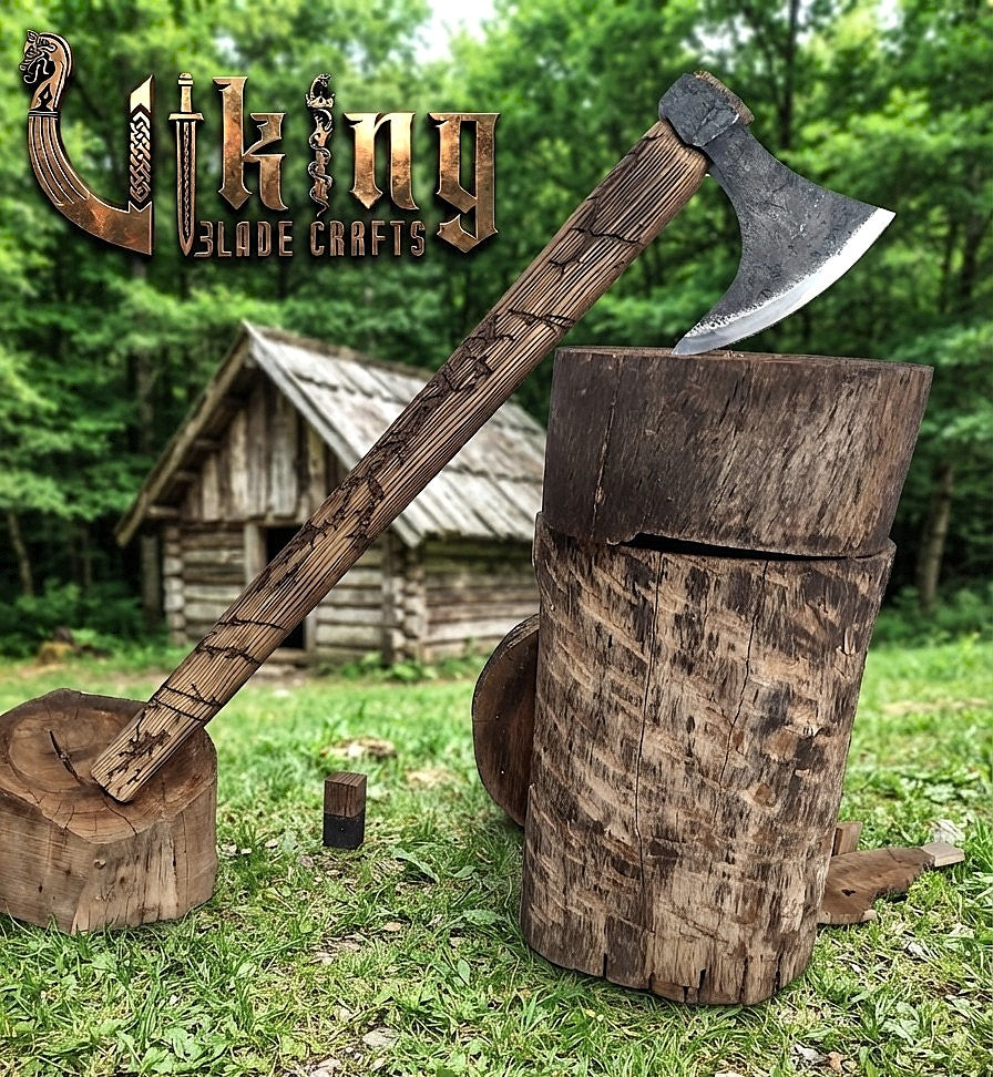 Ragnar-Inspired Viking Axe | Hand-Forged Bearded Axe | Ashwood