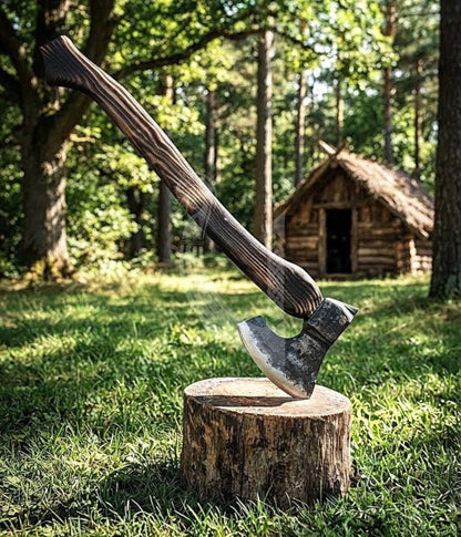 True Hand-Forged Viking Bearded Axe 30" | Sculpted Skeggøx