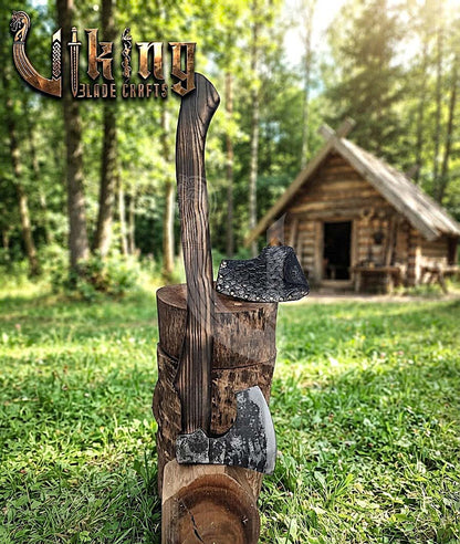True Hand-Forged Viking Bearded Axe 30" | Heavy Duty Dark-Oxide Skeggøx