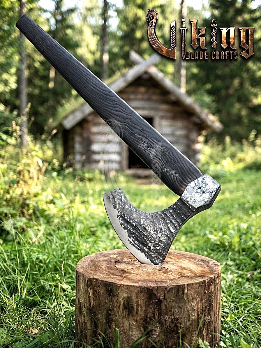 True Hand-Forged Viking Bearded Axe 30" | Fanned Broad-Beard Skeggøx