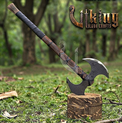 Hand-Forged Viking Warrior Double-Headed 33"Inches Axe & Leather Cover