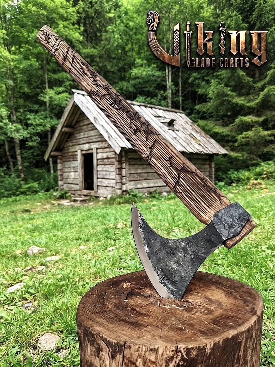 Ragnar-Inspired Viking Axe | Hand-Forged Bearded Axe | Ashwood