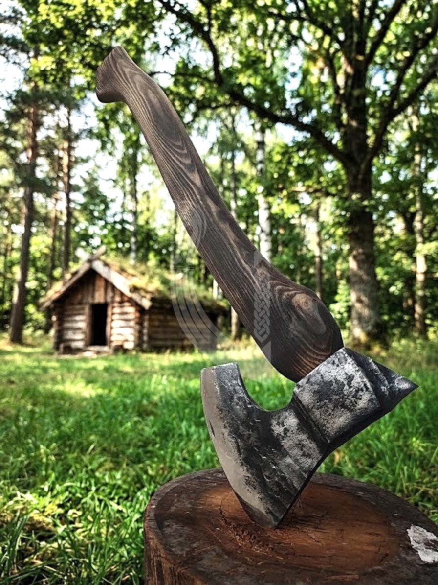True Hand-Forged Viking Bearded Axe 30" | Sculpted Skeggøx