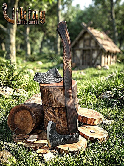 True Hand-Forged Viking Bearded Axe 30" | Recurve Fanned Skeggøx