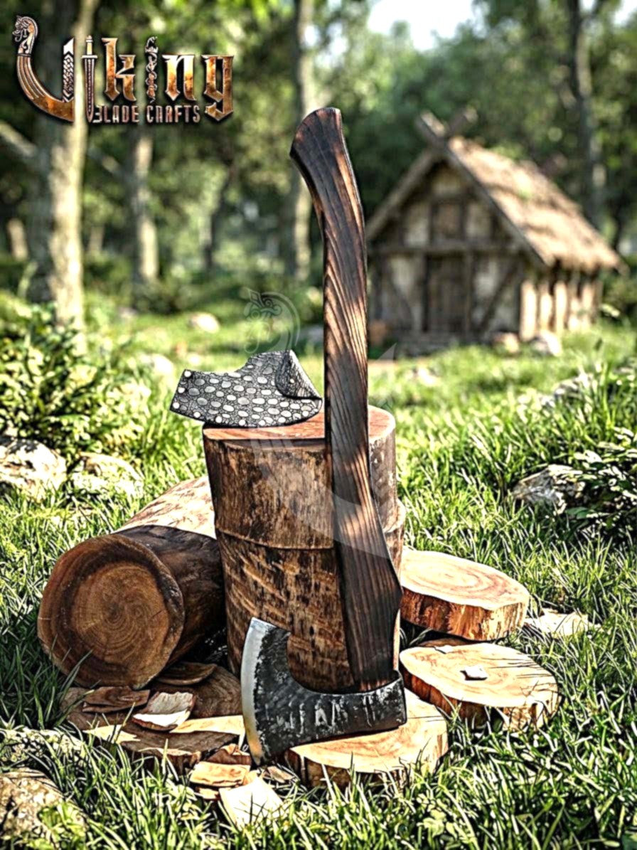 True Hand-Forged Viking Bearded Axe 30" | Recurve Fanned Skeggøx