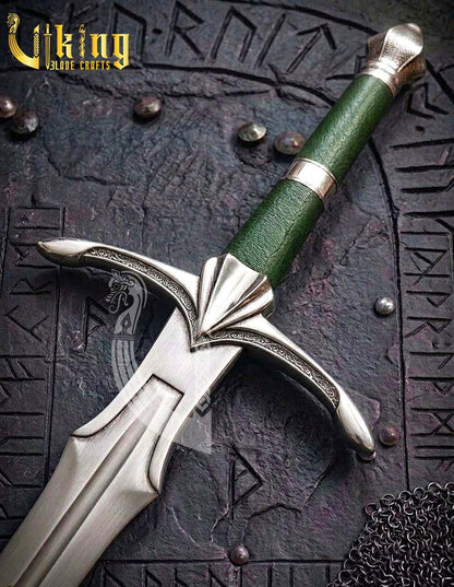 Handmade Vindaaras Fantasy Sword | Steel Sword Replica with Leather Scabbard