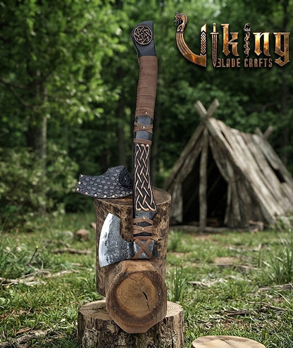 Ringerike-Style Viking Axe 30" | Hand-Forged Bearded Axe with Knotwork