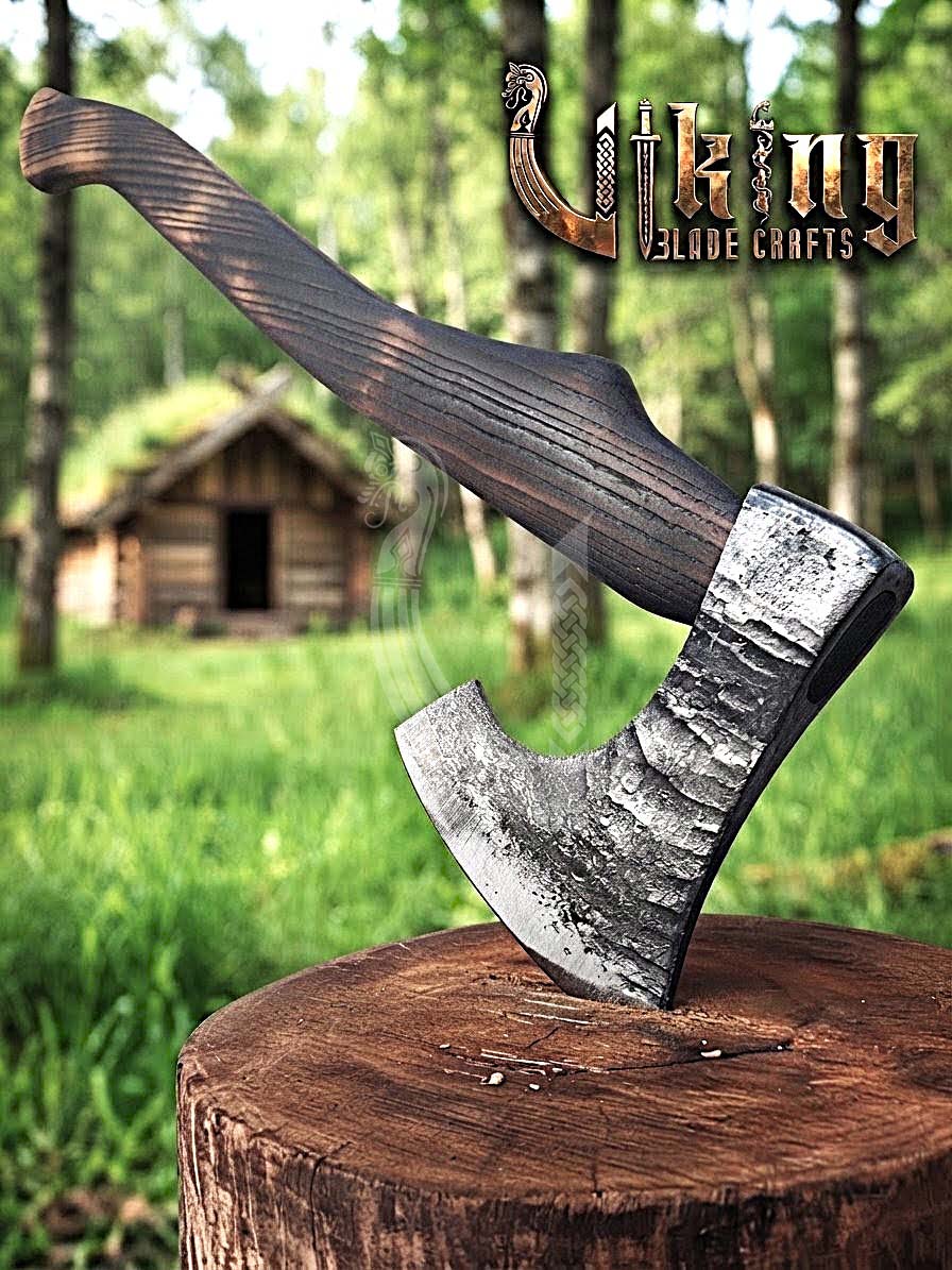 True Hand-Forged Viking Bearded Axe 30" | Recurve Fanned Skeggøx