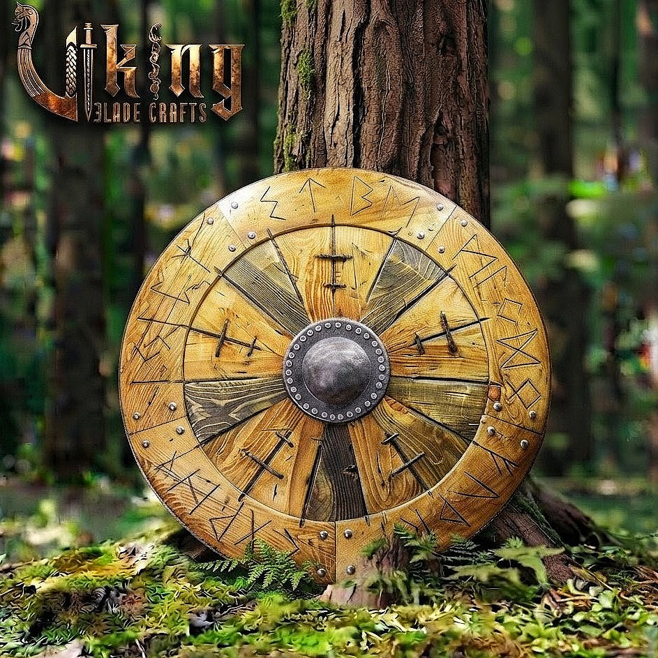 The Ægishjálmr Compass 8-Segment Runic Ash Wood Viking Shield