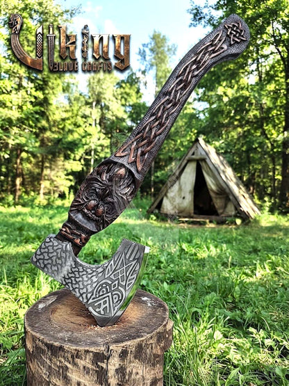 The Odin's Whisper 23" Hand-Forged Owl Rosewood Axe | Flared Variant