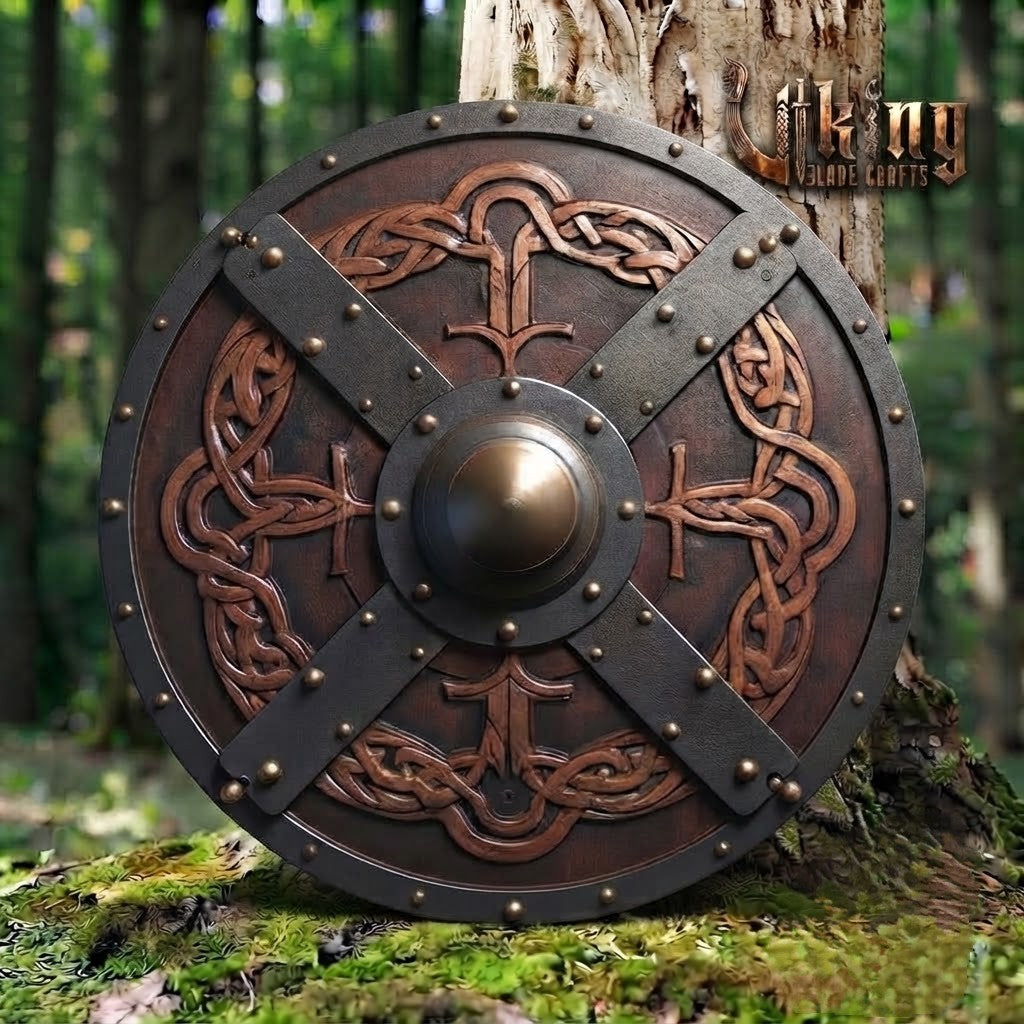 The Skjöldr of the Chieftain Handcrafted Cross-Strap Jelling Shield