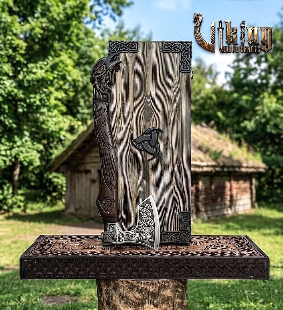 Odin Viking Axe | Raven Valknut Handle | Forged Steel