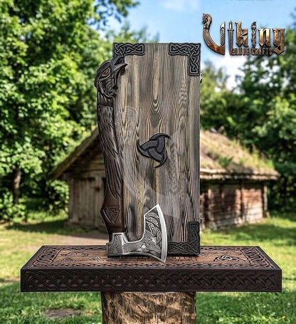 Odin Viking Axe | Raven Valknut Handle | Forged Steel