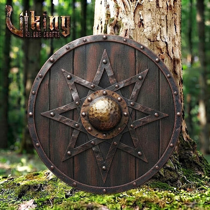 The Skjöldr of the North Star Handcrafted 8-Pointed Iron-Overlaid Shield