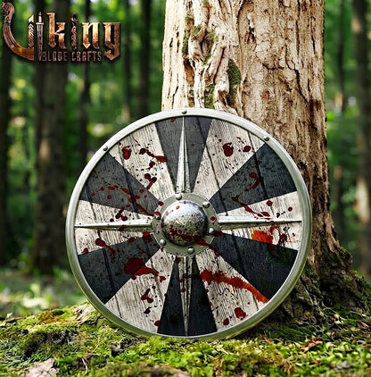 The Fenrir’s Feast Blood-Splattered Sunburst Viking Shield