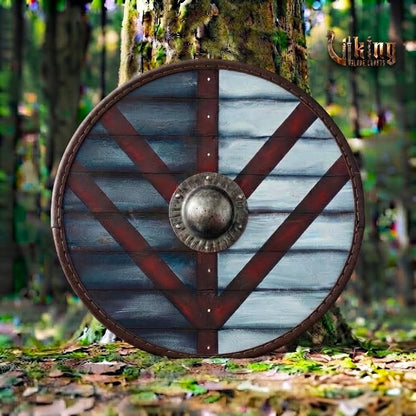 The Storm-Crest Citadel Split-Field Leather-Rimmed Viking Shield