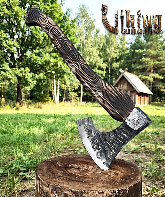 True Hand-Forged Viking Bearded Axe 30" | Diamond-Haft Skeggøx