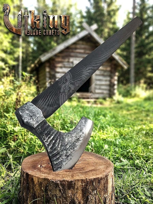 True Hand-Forged Viking Bearded Axe 30" | Fanned Broad-Beard Skeggøx