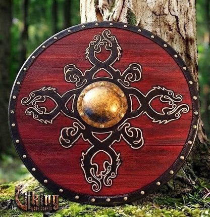 The Jreki Crossroads 4-Dragon Crimson Viking Shield
