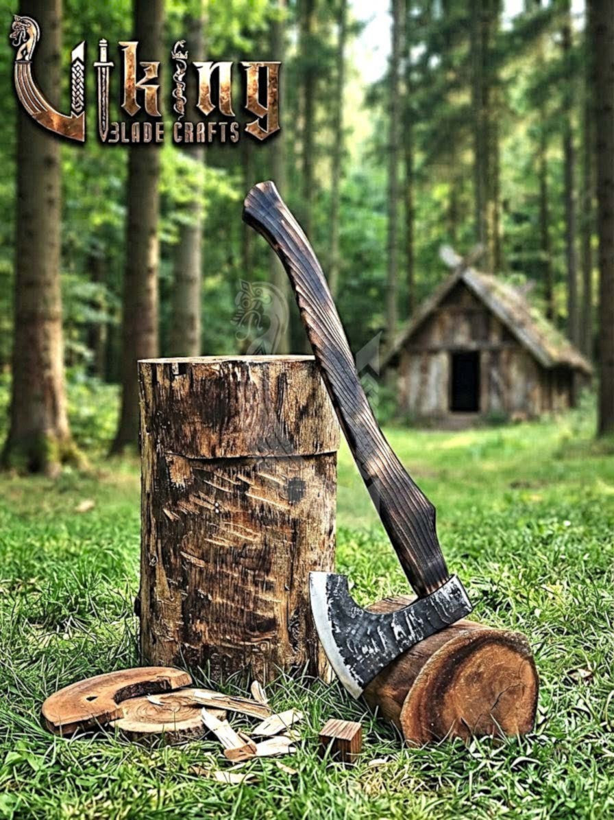 True Hand-Forged Viking Bearded Axe 30" | Recurve Fanned Skeggøx