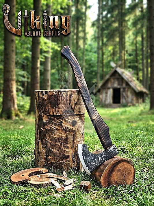 True Hand-Forged Viking Bearded Axe 30" | Recurve Fanned Skeggøx