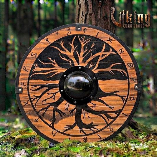 The Yggdrasil Core Hand-Carved Tree of Life Viking Shield