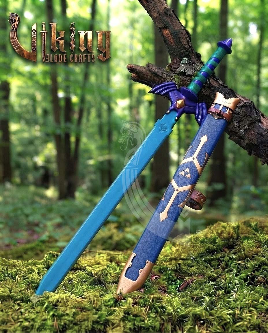 Zelda Master Sword & Hylian Shield Set — Blue Color-Plated Blade