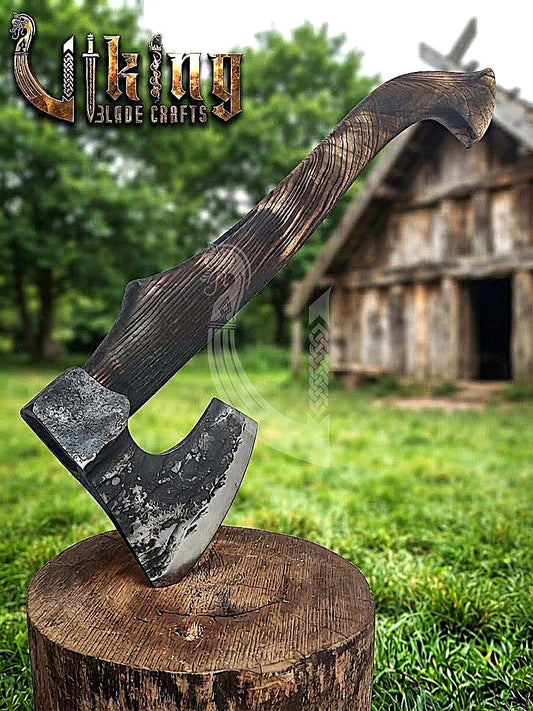 Hand-Forged Viking Bearded Axe 30" | Recurve Carbon Steel Skeggøx