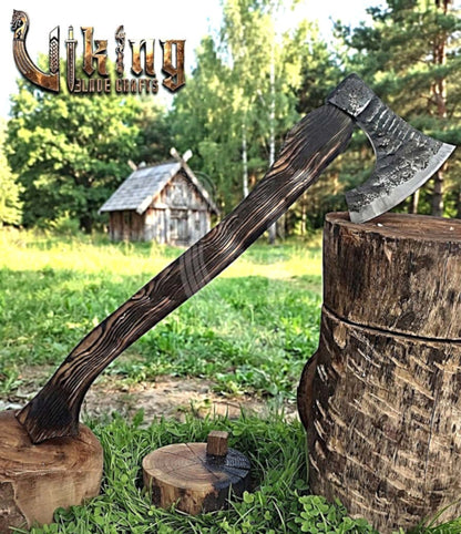 True Hand-Forged Viking Bearded Axe 30" | Diamond-Haft Skeggøx