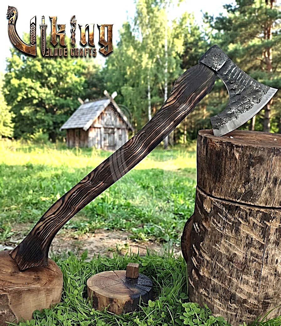 True Hand-Forged Viking Bearded Axe 30" | Diamond-Haft Skeggøx