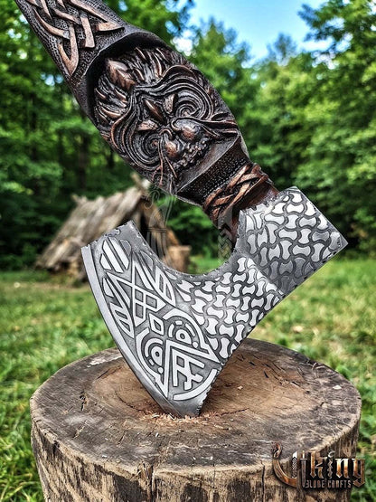 The Odin's Whisper 23" Hand-Forged Owl Rosewood Axe | Flared Variant