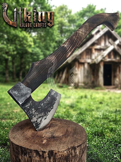 Hand-Forged Viking Bearded Axe 30" | Recurve Carbon Steel Skeggøx